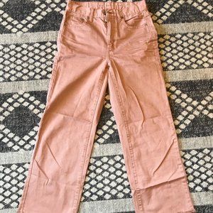 American Eagle Wide-Leg Cropped Pink Jeans